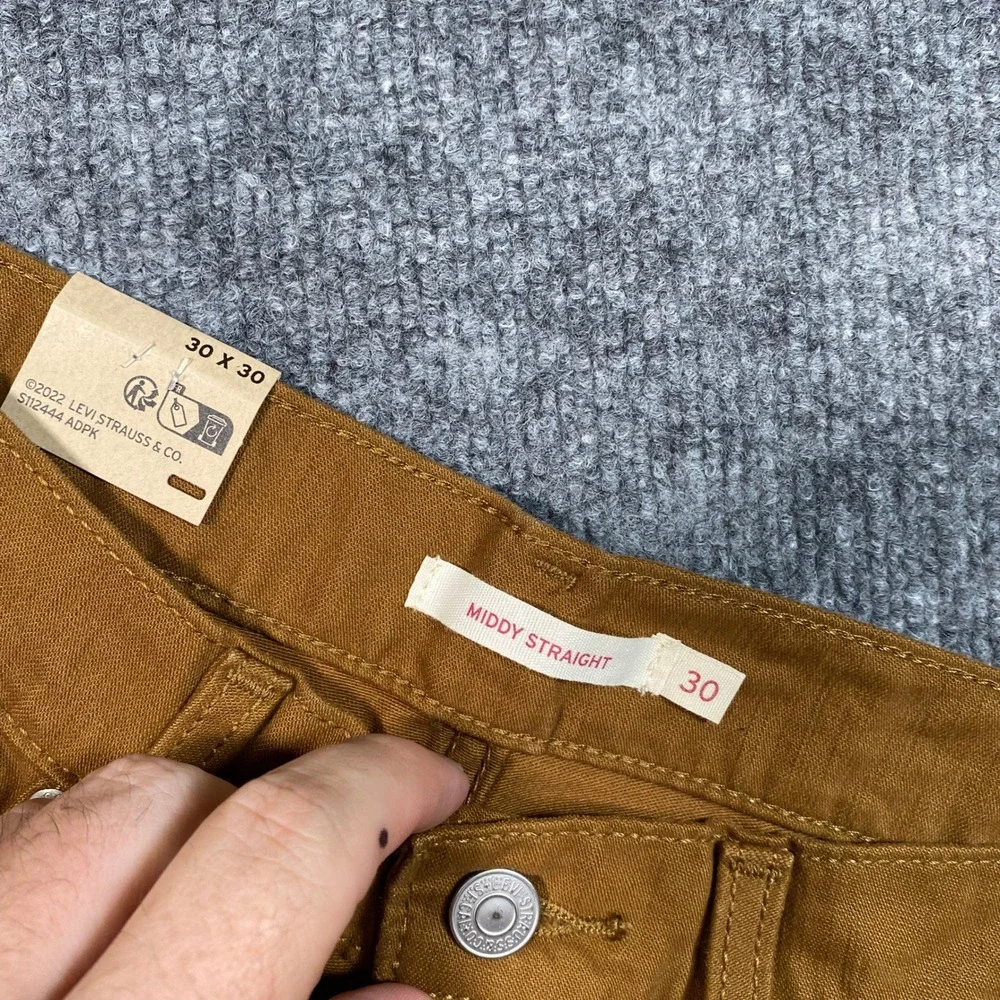 Levis Middy Straight Pants Mens 30x30 Brown Tobacco Mid Rise A46900384 NEW